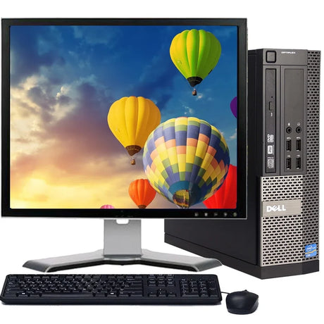 A modern desktop computer setup featuring a sleek tower PC, widescreen monitor, full-size keyboard, and mouse on a clean office desk, ideal for work, gaming, and everyday productivity.