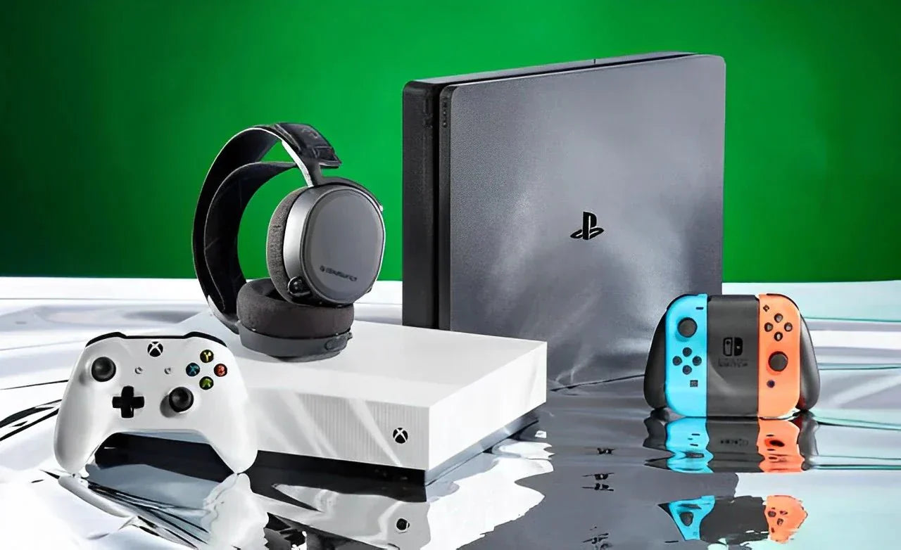 Essential gaming console accessories, including controllers, headsets, and charging docks, designed to enhance your gaming experience in Cyprus.