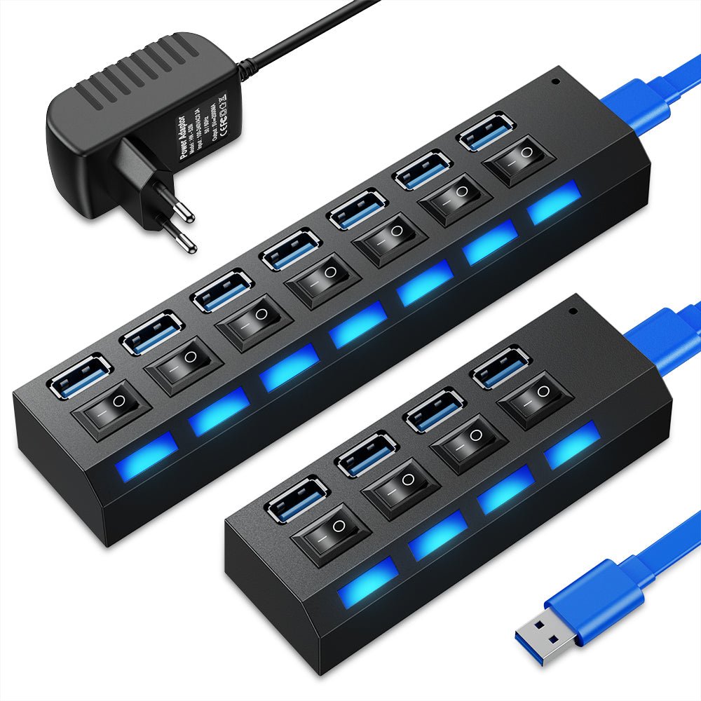 Versatile USB splitters on display, offering multiple ports for easy device connectivity, perfect for expanding USB access and enhancing productivity in Cyprus.