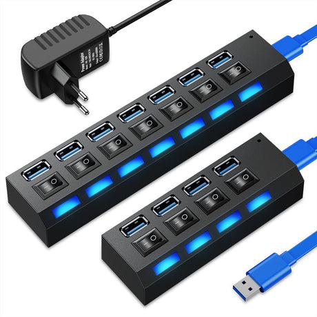 Versatile USB splitters on display, offering multiple ports for easy device connectivity, perfect for expanding USB access and enhancing productivity in Cyprus.