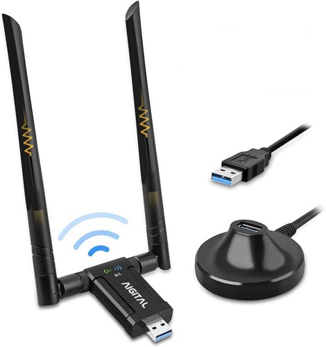 Various WiFi adapters displayed, featuring sleek, compact designs for seamless internet connectivity. Ideal for improving wireless network performance and expanding coverage.