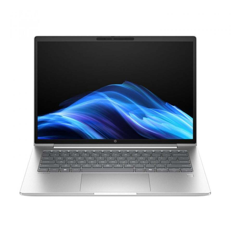 Laptop with a colorful display on a white background