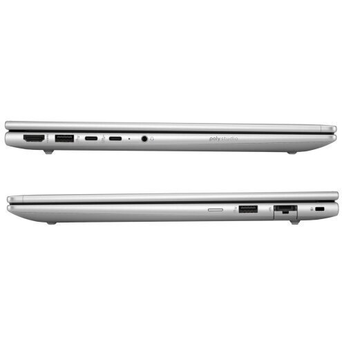 Two silver laptops side by side on a white background