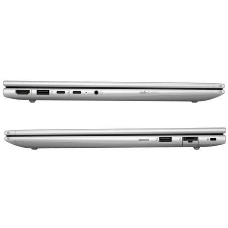 Two silver laptops side by side on a white background
