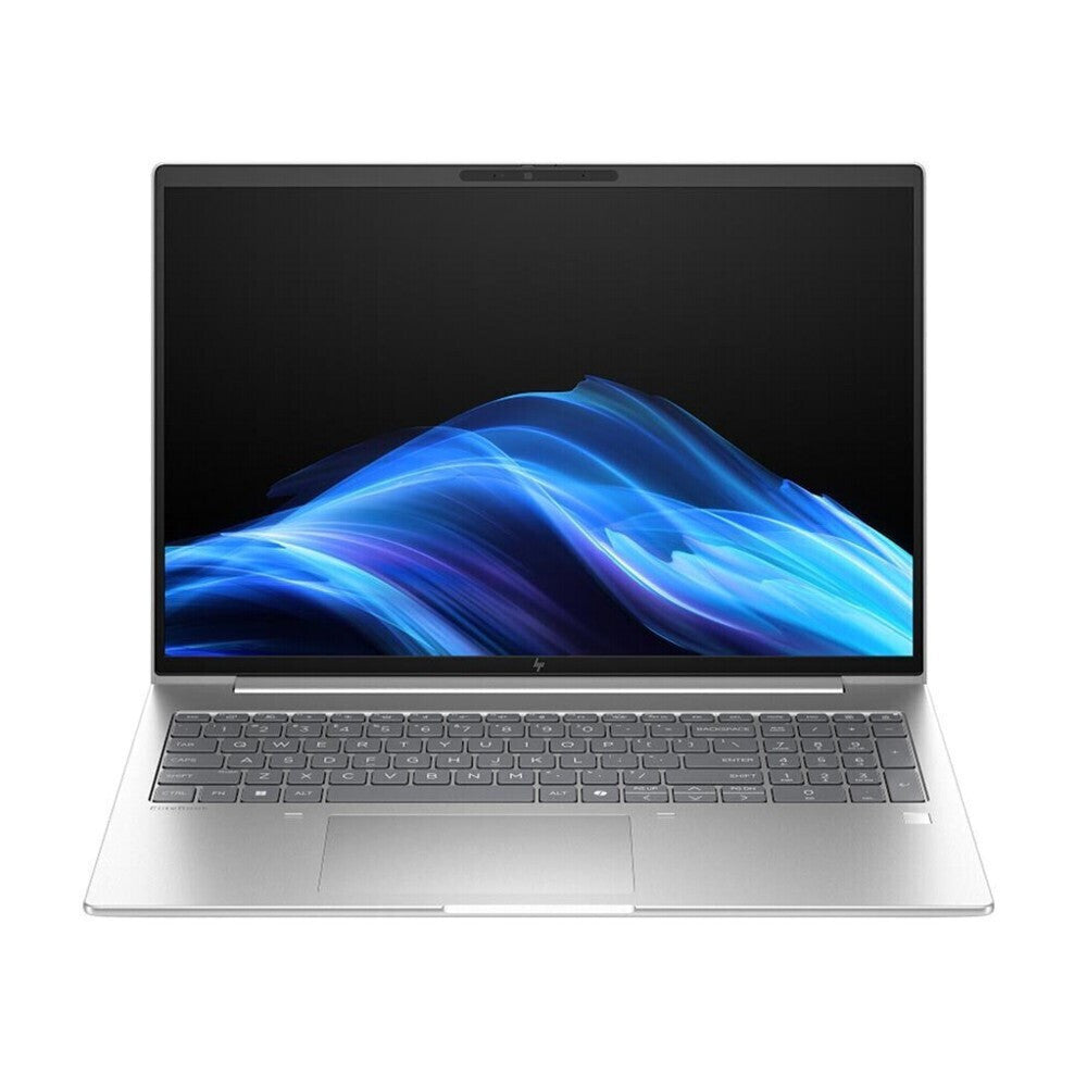 Laptop with a colorful display on a white background
