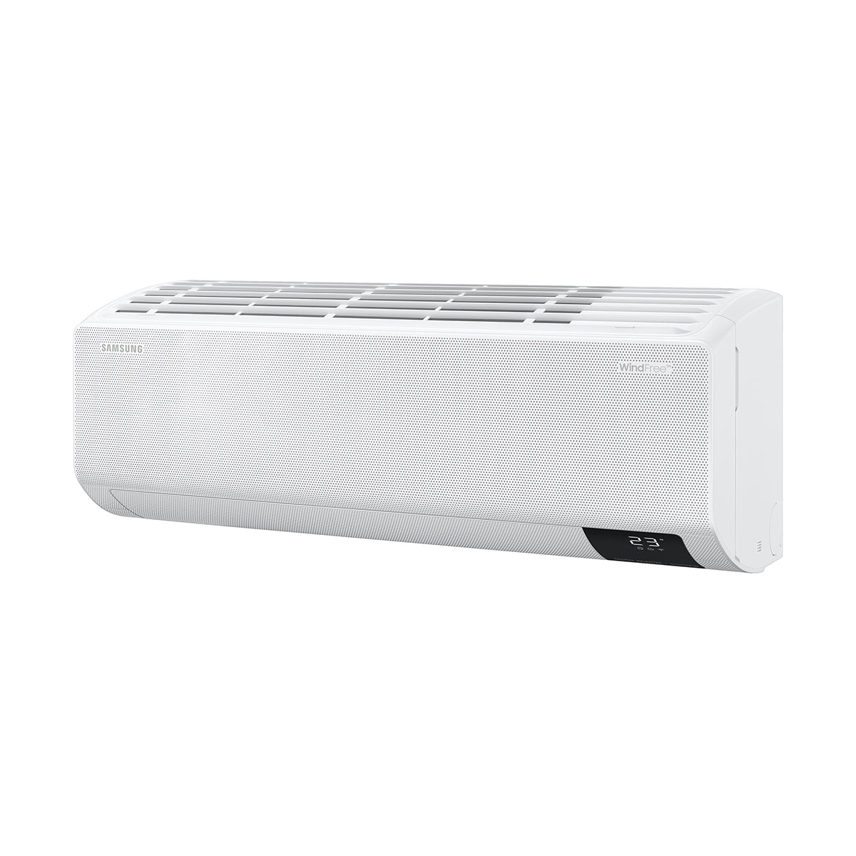White air conditioner on a white background