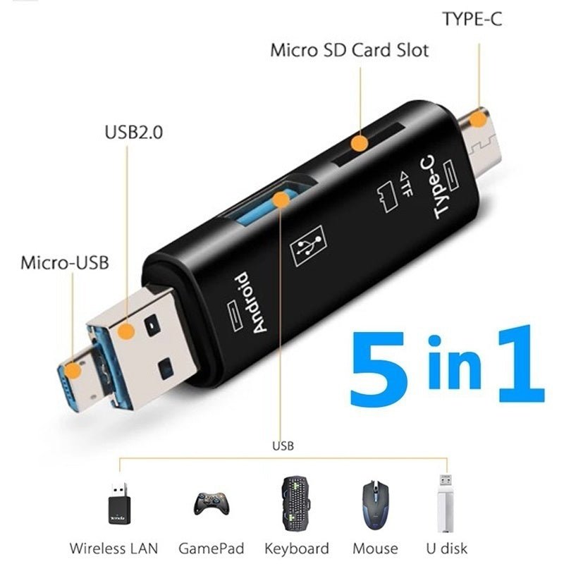 5 in 1 Multifunction USB Adapter (BRAND NEW - FACTORY SEALED) - Cyber Shop Cyprus