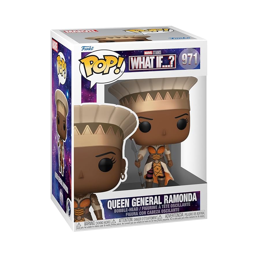 Funko Pop! packaging for Queen General Ramonda from Marvel's What If...? series