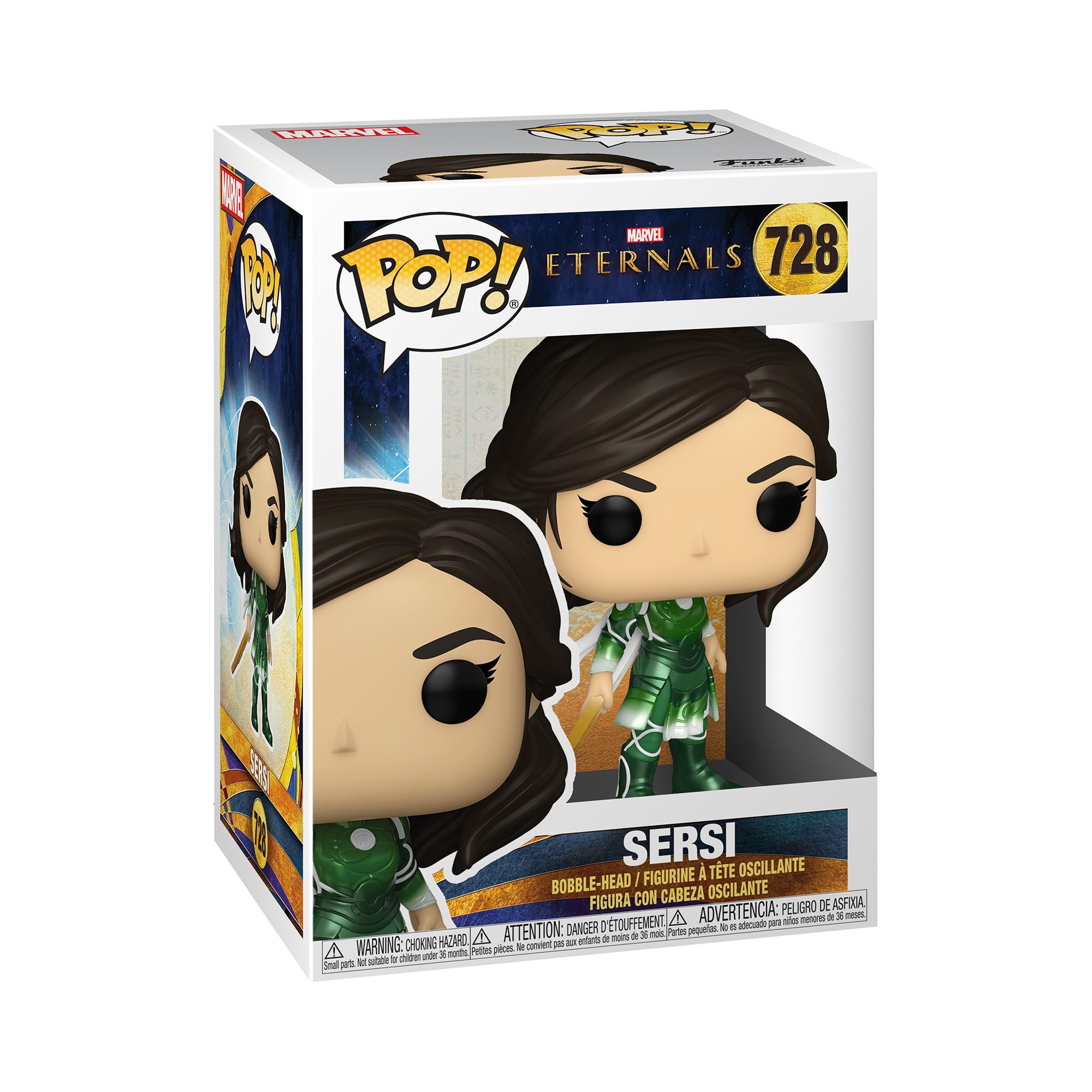 Pop! Vinyl figure packaging for Sersi from Marvel's Eternals