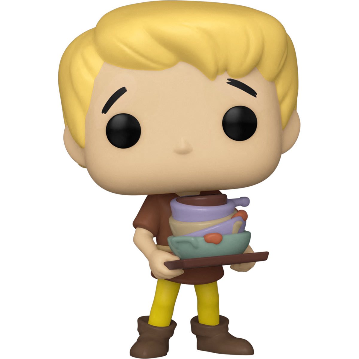 Funko Pop! vinyl figure of a character with blonde hair and a brown outfit holding a tray.
