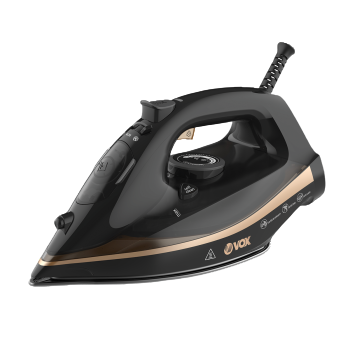 Black and gold iron on a white background