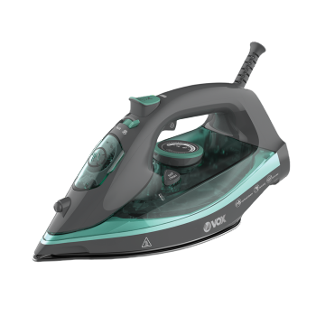 Gray and green iron on a white background