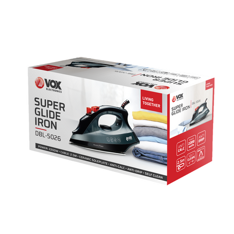 Box of a VOX Super Glide Iron on a white background