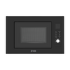 Black microwave oven with VOX branding on a white background