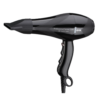 Black hair dryer on a white background