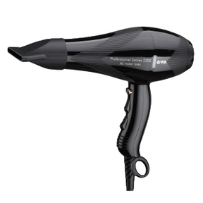 Black hair dryer on a white background