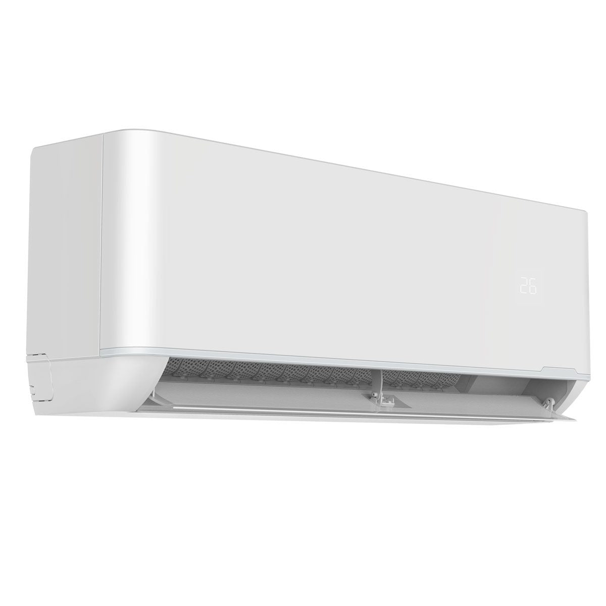 White air conditioning unit on a white background