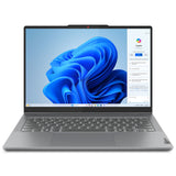 Laptop with a blue abstract design on the screen on a white background