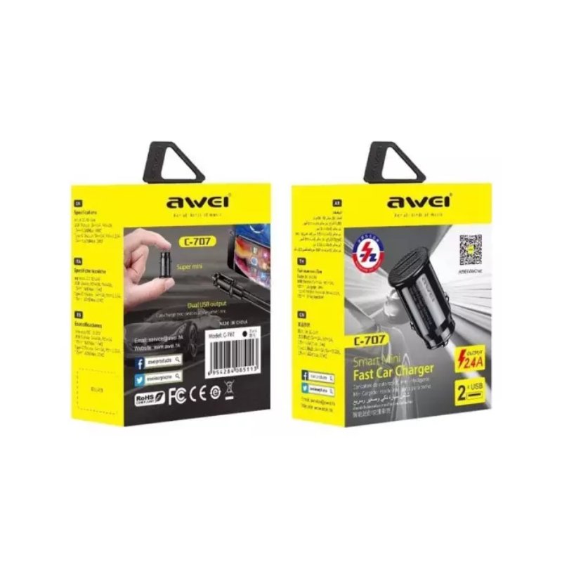 CAR CHARGER AWEI C - 707 2 USB PORTS (BRAND NEW) - Cyber Shop Cyprus