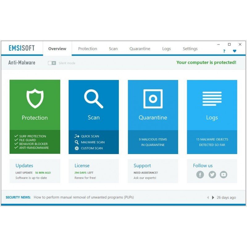 EMSISOFT ANTI - MALWARE HOME / 1 YEAR / 1 PC DIGITAL LICENCE - Cyber Shop Cyprus