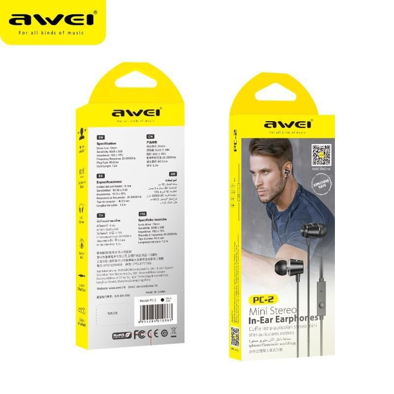 HEADPHONE AWEI PC - 2 USB 3.5 MM CONNECTION (BRAND NEW) - Cyber Shop Cyprus