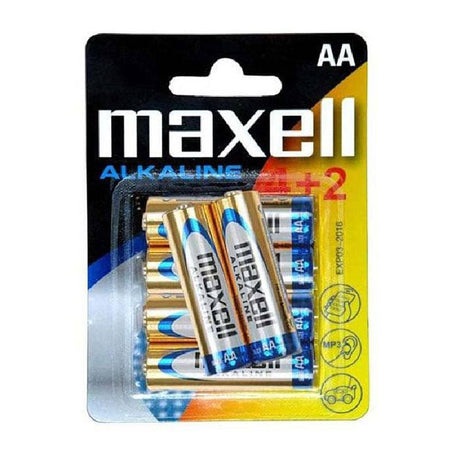 MAXELL BATTERIES AA LR6 4+2PK BLIST 4902580163846 - Cyber Shop Cyprus