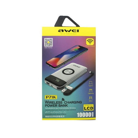 POWER BANK AWEI P71K 10000 MAH WIRELESS CHARGING (BRAND NEW) - Cyber Shop Cyprus