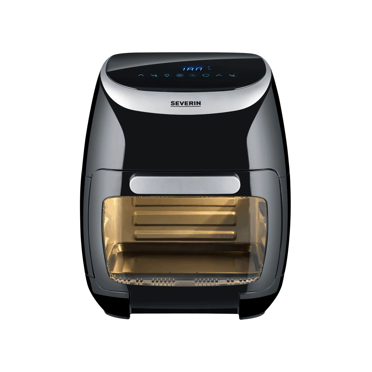 Black Severin air fryer on a white background