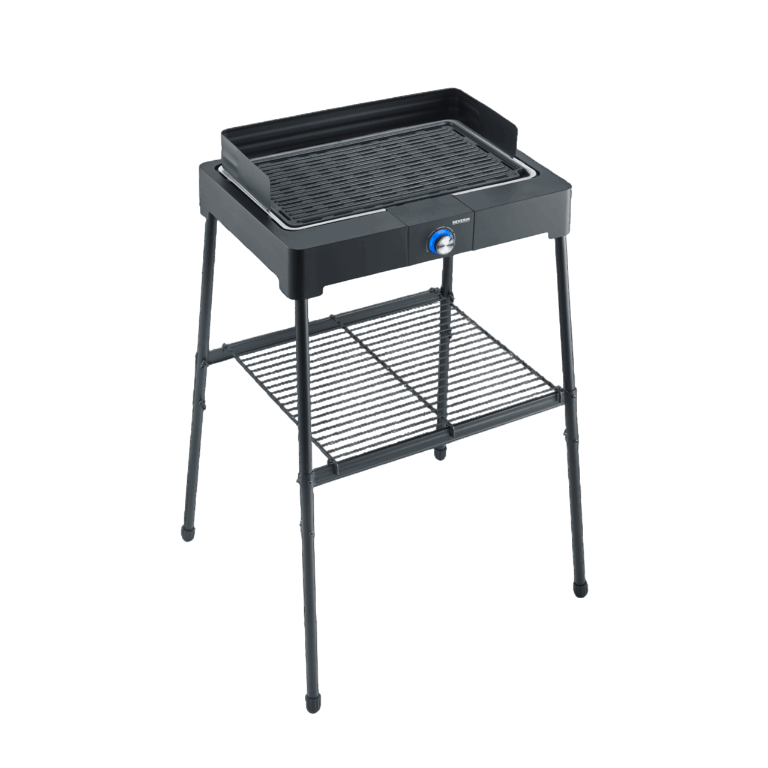 Portable grill with a stand on a white background