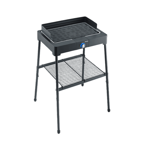 Portable grill with a stand on a white background