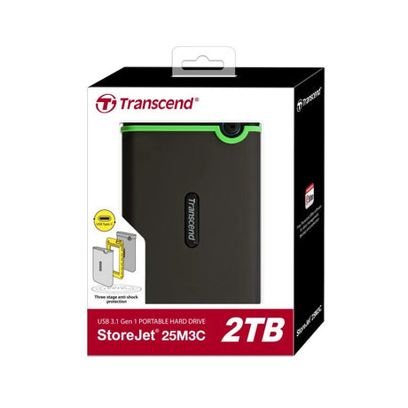 TRANSCEND EXTERNAL HDD 2TB 2.5'' TYPE C SLIM STOREJET M3 (BRAND NEW) - Cyber Shop Cyprus