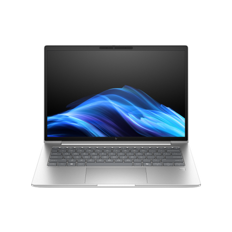 Laptop with a colorful display on a white background