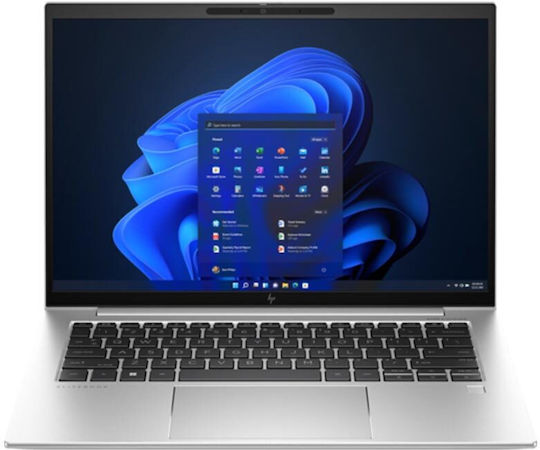 Laptop with a blue abstract design on the screen